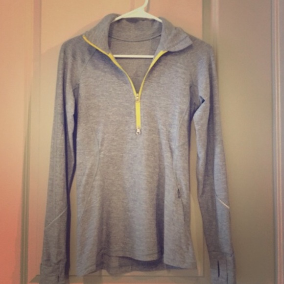 Lululemon yellow zip heather grey quarter zip