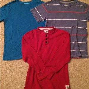2 short sleeve and 1 long sleeve t-shirts for boys