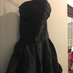 Black ruffle satin dress