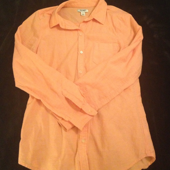 Peach button up collared shirt