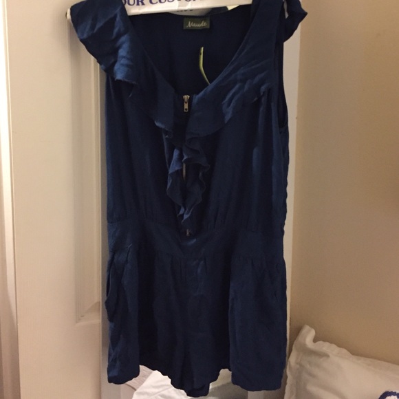 Navy ruffle romper