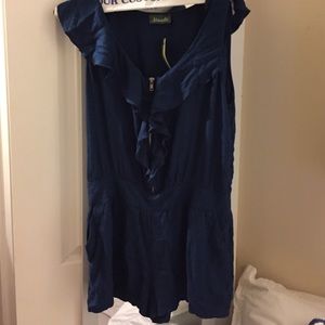Navy ruffle romper