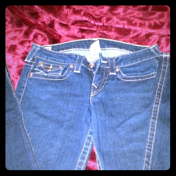 True Religion blue jean with leopard stripes