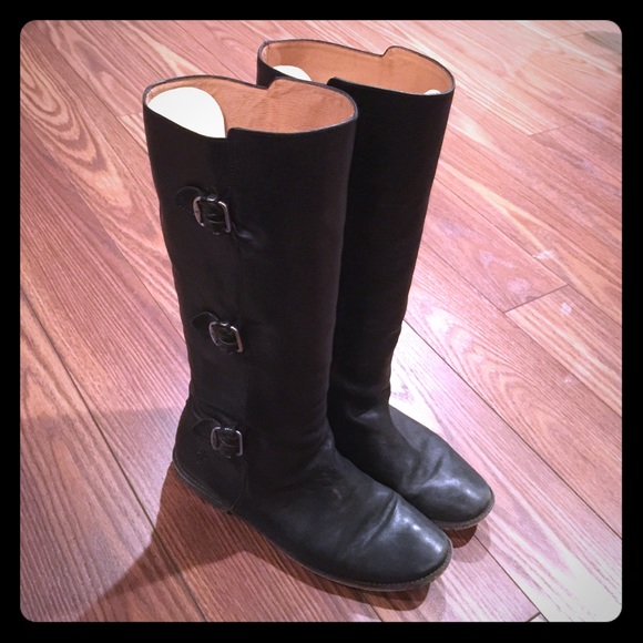 Frye Paige Tall Boots with Buckles Black 8.5 - Picture 1 of 4