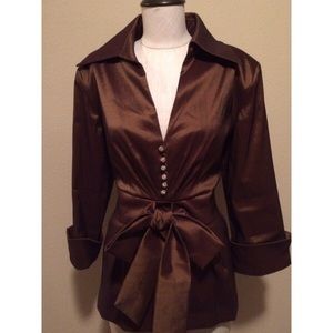 NWOT espresso satin blouse