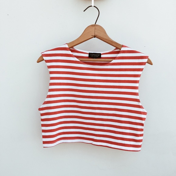 TopShop Striped Crop Top - Picture 2 of 3