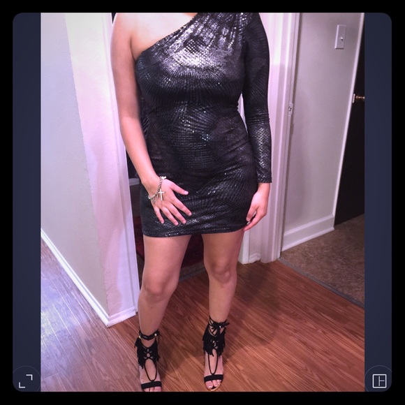 MUST GO Valentine's Day one shoulder sparkle dress