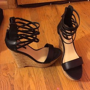 Black open toe wedges