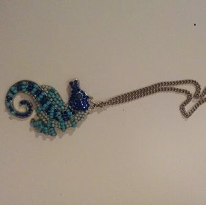 Blue seahorse bead necklace