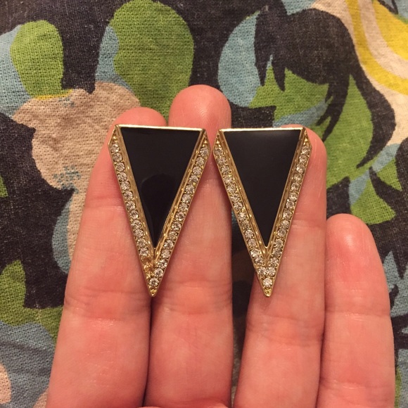 Black and Gold Art Deco Earrings