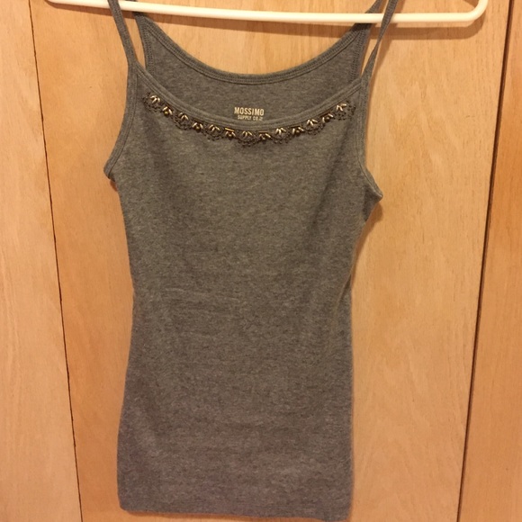 Grey tank with bead work