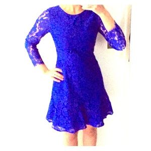 NWT JCREW Blue Long Sleeve Dress in Floral Lace