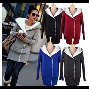 Women's Side Zipper Long Zip up Fur Hoodie
