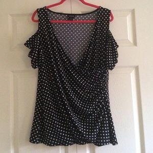 Torrid Polka-Dot Cold Shoulder Top