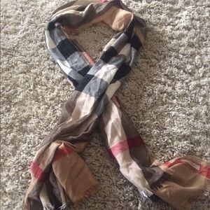 100% Authentic Burberry Check Silk Scarf-Camel