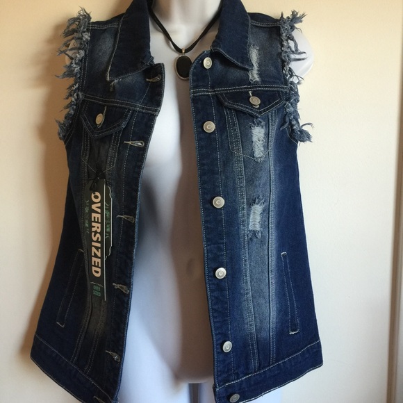 Rebel by Right Denim - Brand new distressed oversized jean vest.