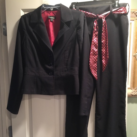 Black with Red Pin Stripe Suit