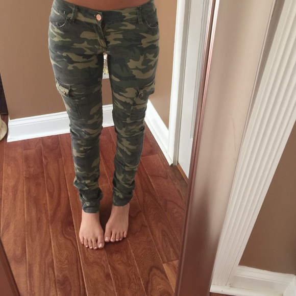 Camo denim pants