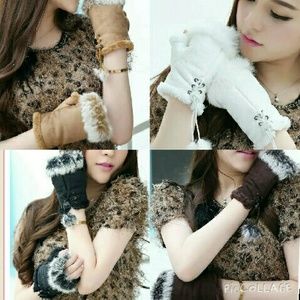 NEW FAUX FUR FINGERLESS GLOVES