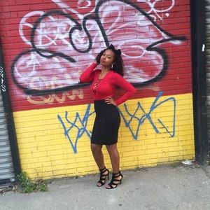 Red strappy bodysuit