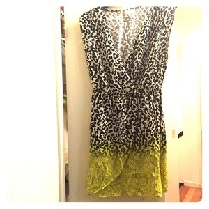 Cheetah print faux wrap mini dress