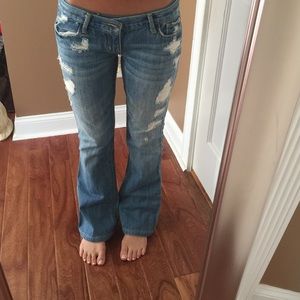 Denim distressed jeans flare
