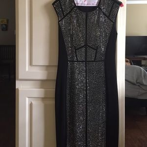 Black cocktail dress with gun metal beading