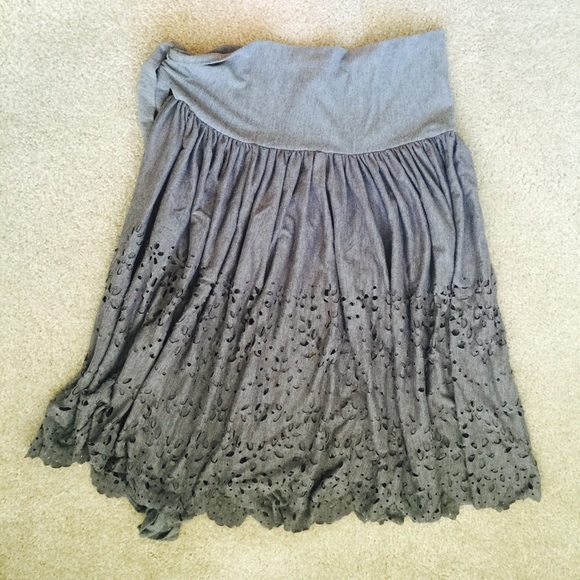 Soft Laser Cut Scallop Edge Eyelet Jersey Skirt