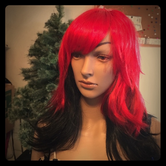 Red and Black Ombré Style Wig