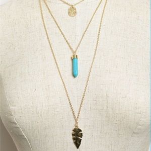 Leaf three layer necklace
