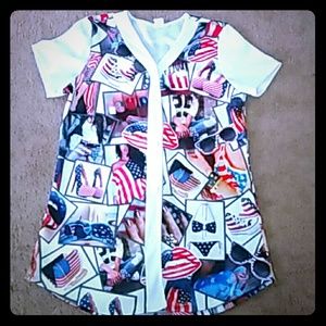 American Flag Themed Baseball Tee