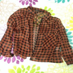 Sheer plaid crop top LF