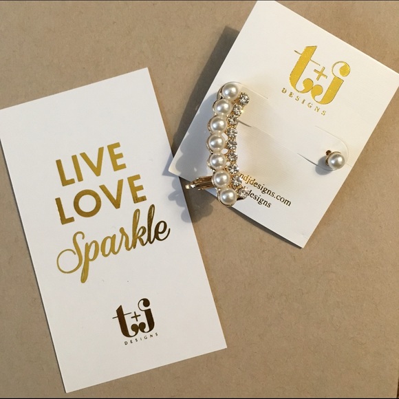 T&J Designs Jewelry - T&J Designs - Pearl Stud & Crawler Earrings