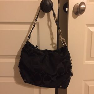 Coach Hobo - black leather edges, silver details