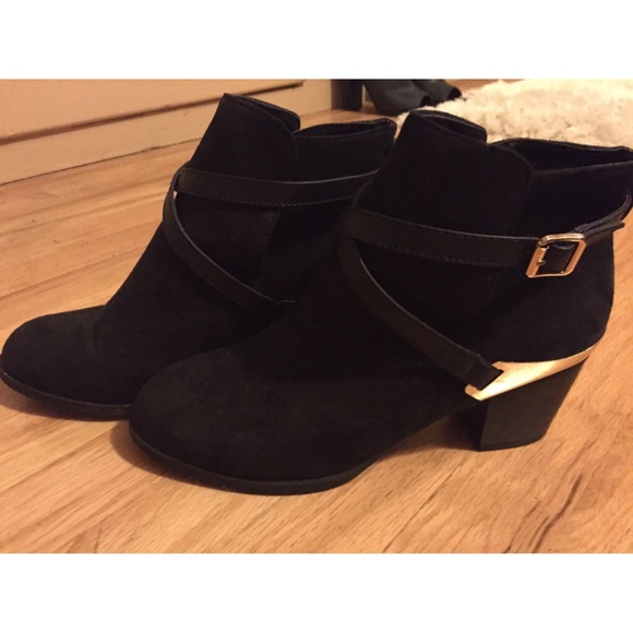 Suede Black & Gold Booties