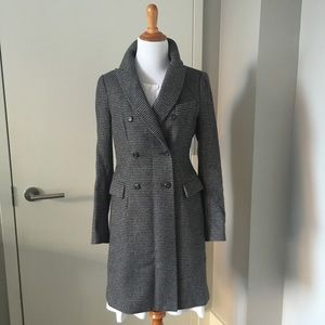 Zara Houndstooth Menswear Wool Coat in Gray