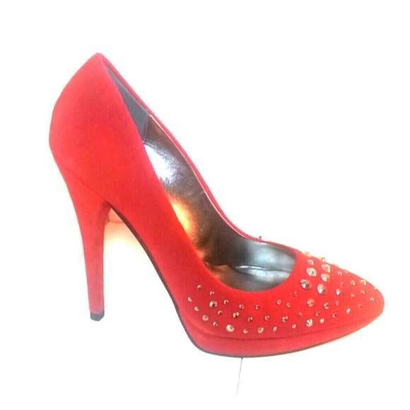 Red Suede Pumps,  new