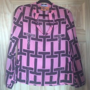 Pink and brown Tory Burch blouse