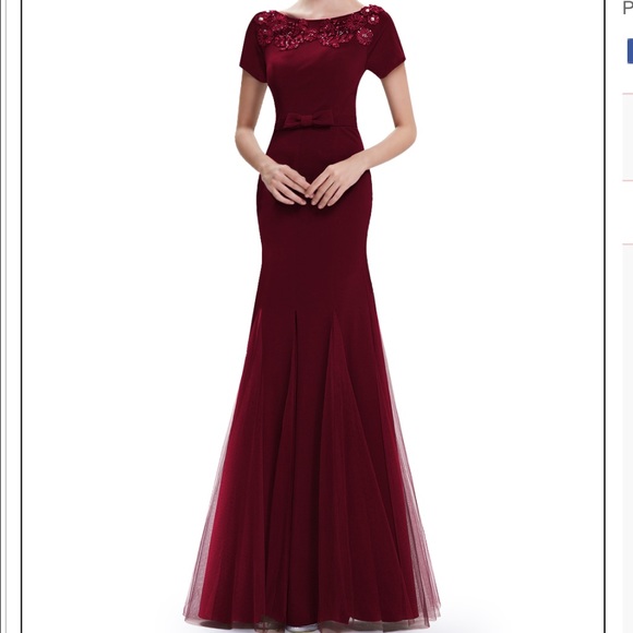 New and elegant evening dress in burgundy