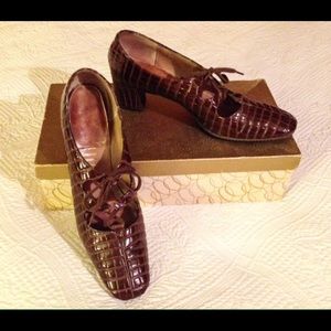 1960s Brown Crocodile Leather Shoes - Authentic 🐊