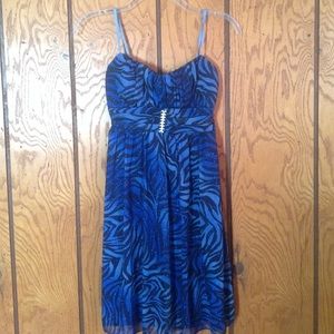 Blue zebra print dress.