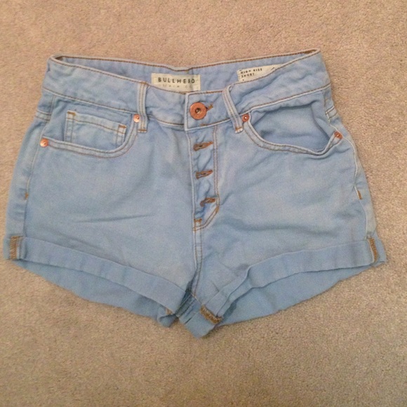 blue high rise shorts