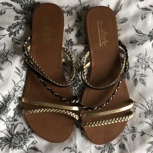 Black and gold sandals