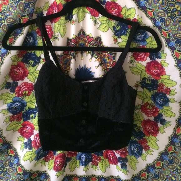 Black Lace/Suede crop top