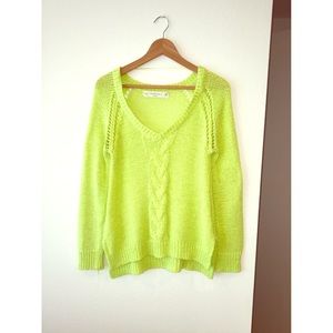Zara lime cable knit sweater