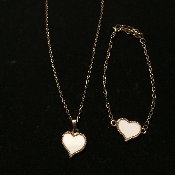Heart Necklace & Bracelet Set