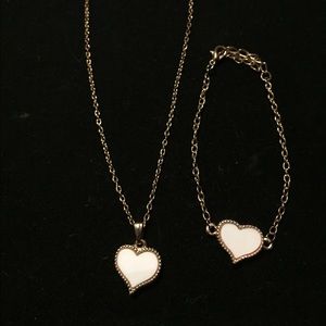 Heart Necklace & Bracelet Set