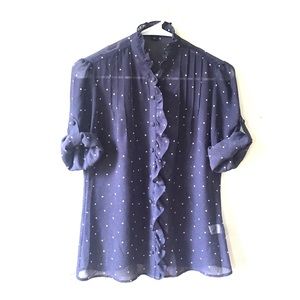 Navy Sheer Blouse