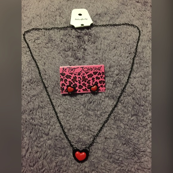 Red Heart BJ Necklace & Earring Set