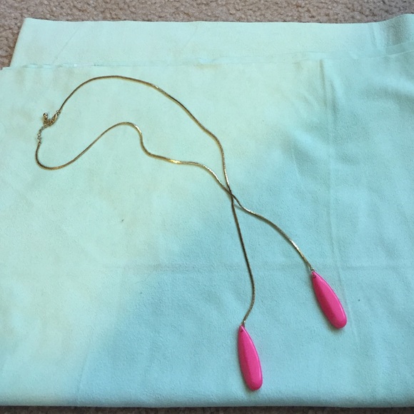Gold necklace with pink beads